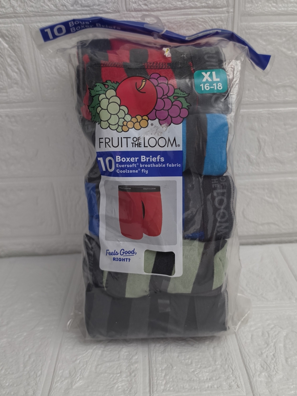 Nwt Kid's Boy's Fruit of the Loom 10pc Boxer Briefs XL 16-18